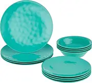 Certified International Melamine 12 pc Dinnerware Set, Service for 4, Teal