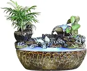 Waterfall Fountain Zen Fountain, Tabletop Fountain with Atomizing Humidifier, Soothing Sound Relaxation Water Fountain, Excluding Plants Flowing Water Ornaments