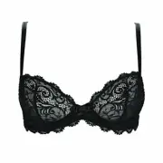 Simone Perele Women's Celeste Demi-Cup Plunge Underwire Bra, Black, 40C