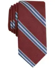 Bar III Men's Corby Stripe Slim Tie One Size Burgundy