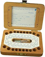 UTHCLO 1Set Deciduous Tooth Storage Box Wooden Teeth Keepsake Organizer for present for Newborns Store Photo Slots Included