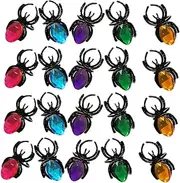 Abaodam 20pcs Halloween Spider Ring Toys Spooky Spider Jewelry Set Mini Web Decor Party Favors