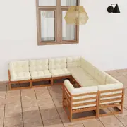 8 Piece Garden Lounge Set & Cushions Honey Brown Solid Pinewood vidaXL