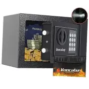 Money Safe Box for Home with Sensor Light & Fireproof 0.23 Cubic Feet Black