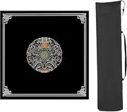 Thickened Mahjong Mat with Storage Bag, Square Anti Slip Noise Reduction Table Mat, for Mahjong Poker Board Games and Card Games (90x90cm(35. 43x35 43in),Black)