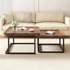 2X Wooden Coffee Tables Stackable Nest Tables Sofa End Tables Stable Metal Frame