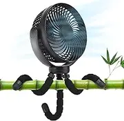 curibble 65H 10000mAh Baby Stroller Fan with LED Light, 3 Speeds, Black, Clip-On, Outdoor Portable