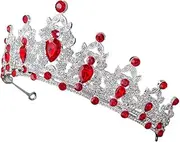 [NOLITOY] Tiara Princess Bride Costume Brides Prom Bride to Be Wreath Headband Crown Girl Festival Birthday Sash Bridal Shower Decorations Birthday Party Hair Accessories Rhinestone Red