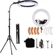 GSKAIWEN 18inch 65W LED Makeup Ring Light with Mirror for Eyebrow Tattoo Lash Lamp Beauty Light Eyelash Extension Lamp Studio Video Photography Light with Tripod Phone Holder Mirror and Bag