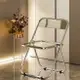 折疊椅透明亞克力簡約服裝店拍照椅子化妝凳餐廳餐椅水晶靠背凳子