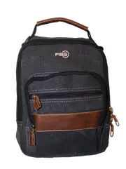 FIB Canvas Sling Bag Shoulder Strap Messenger Travel Pack w Tablet Pocket - Black