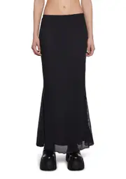 [Basic Pleasure Mode] Corset Print Mesh Maxi Skirt