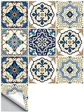 10 PCS Creative Pattern Tile Stickers, Morbuy Waterproof Peel and Stick Backsplash Stick on Tiles Self Adhesive Wall Tiles Oil Proof Tile Stickers for Kitchen (15x15cm,Moroccan Style 2)