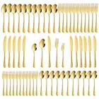 60-Piece Gold Silverware Set Stainless Steel Flatware Cutlery Set Service for...