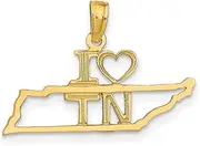 [JewelryWeb] Gold Solid Tennessee State Pendant Necklace