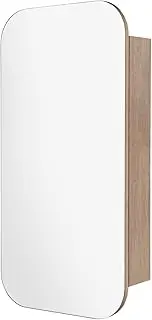 ACA International Bathroom Mirror Cabinet Single Door Shaving Cabinet Vanity Wall Mirrored Cupboard with Wooden Storage 450mmx900mm Rectangle