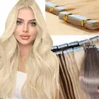Invisible Tape In Russian Remy Human Hair Extensions Skin Weft Full Head Thick