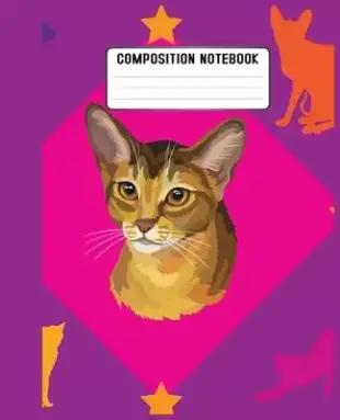 Composition Notebook: cats’’ faces pattern on a soft blue background. This large has 110 of quality white paper