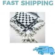 Original Arafat Keffiyeh Arab Scarf, Black and White Shemagh, Palestine كوفية