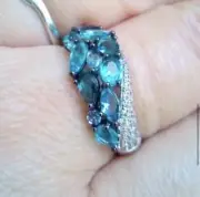 Blue Zircon 925 Ring Sz 7 Or 8