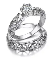 Women Vintage Style Engagement Ring Antique Wedding Ring Set Vintage Jewelry R99