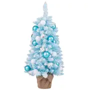 Costway 90cm Snow Flocked Christmas Tree Mini Tabletop Xams Tree w/Natural Cotton Balls