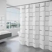DEARARTBath Square White Shower Curtain for Bathroom, 180cm*180cm Fabric Shower Curtain Set with 12 Hooks, 100% Waterproof Hotel Quality Machine Washable Mildew Resistant Easy Clear