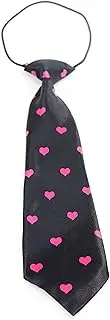 [Tie Store Australia] Kids Boys Black & Pink Patterned Elastic Neck Tie - Pink Love Hearts Black and Pink