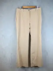 Talbots Pants Womens 12 Tan Wool Trousers Italian Flannel Windsor Curvy New
