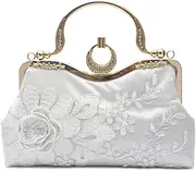 [CORIOS] Women Evening Bag Floral Embroidery Clutch Bag Vintage Handbag Bridal Wedding Purse Elegant Shoulder Bag