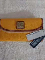NWT DOONEY & BOURKE PEBBLE GRAIN LEATHER CONTINENTAL YELLOW CLUTCH #4