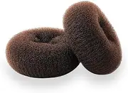 Hair Donut Bun Maker, Ring Style Bun, 2PCS Chignon Hair Medium Doughnut Shaper for Short and Thin Hair (Medium, 3 Inch/Brown)