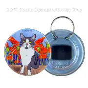 Psychedelic Tuxedo Cat Poppy Flower Cartoon Art Bottle Opener Gifts Accessories