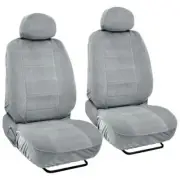 Seat Covers Front Pair 4pc Gray Encore Velour Fabric Auto Interior - Premium (for: Nissan)