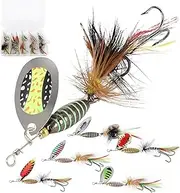 6pcs Fly Fishing Strikers kit,1/4oz 1/3oz Mixed, Simulation Colorful Belly and Wings Spinner Ever,Specialty Hand-Tied Rooster Bait for Trout, Bass, Steelhead Fly Fishing Dry Flies Tackle Box