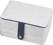 [kowaku] Jewelry Storage Box for Women Girls Large PU Portable Jewelery Display Case Container for Bracelets, Trinket, Pendants, White