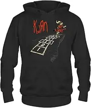 [2Bhip] Korn Hoodie Follow The Leader Adult Front & Back Print Black Hooded Sweatshirt Nu Metal Band Apparel