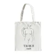 Culturesse She Is Taurus Eco Zodiac 38cm Muse Tote Bag Women's Handbag White