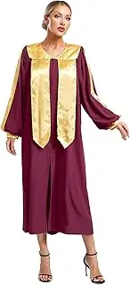 [Manyakai] Unisex Adult Choir Robe Long Sleeve Judge Robe Graduation Gown Priest Preachers Confirmation Baptism Robe Burgundy Medium