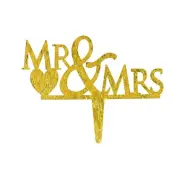 Mr. & Mrs. Shimmer & Shine Cake Topper, Gold, 4-1/4-inch