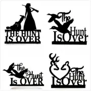 Custom The Hunt Is Over Wedding Cake Topper Funny Bride Groom Cake Decoration