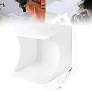 3200K-6500K Dimmable Photo Studio, 20CM Detachable Soft Box, LED Ring Light+High Color Rendering Index+3 Color Temperatures+6 Background Colors+USB Plug Interface+Front and Top Openings,White
