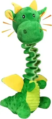 Large Squeaky Dog Toys, Tug-of-War Puppy Toys with Crinkle Paper, Green