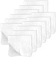 SWEET DOLPHIN 12 Pack Muslin Burp Cloths Large 100% Cotton for Baby - Essentials Extra Absorbent and Soft Boys & Girls Milk Spit Up Rags Newborn Registry White, 20/'' X10/'' (SD-BURP-12P-White)