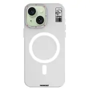 for iPhone 15 Drop-proof PC+TPU Phone Case Compatible with MagSafe Matte Phone Cover Kickstand
