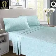 Ramesses Ultra Soft Micro Flannel Liberty Printed Sheet Set, Queen, Aqual