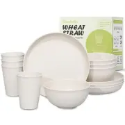12pcs Wheat Straw Dinnerware Sets for 4, Kitchen Unbreakable Plates and Bowls