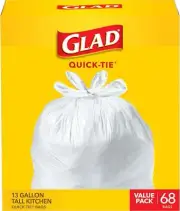 Bolsas De Basura Glad Tall Kitchen De Cierre Rã¡pido, 13 Galones, Blancas, 68 Un