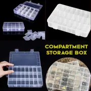15/24 -Grid Fixed Slotted Storage Box Plastic Organizer For Nail Art Rings Beads