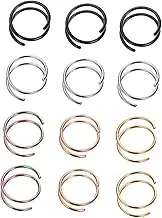 Yardenfun Nose Rings Jewelry Set 12pcs Spiral Nose Hoops Fake for Women Men Helix Piercing Jewelry Hoops